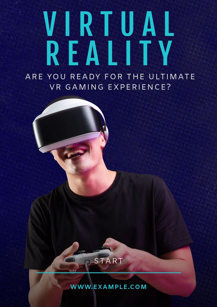 Virtual reality  poster template, editable text and design