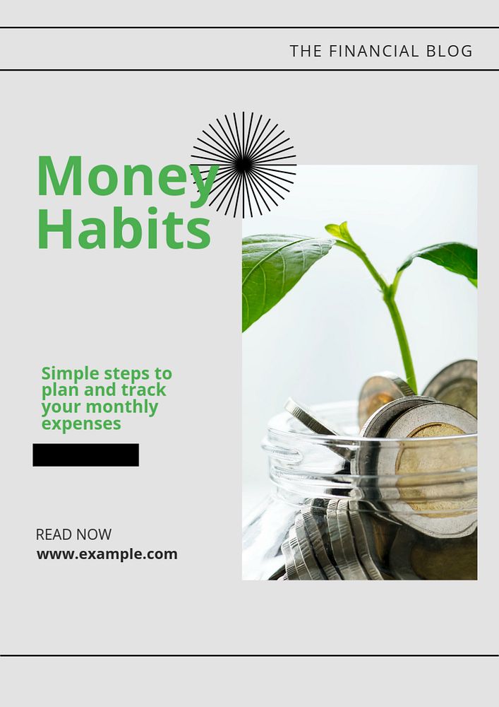 Money habits  poster template, editable text and design