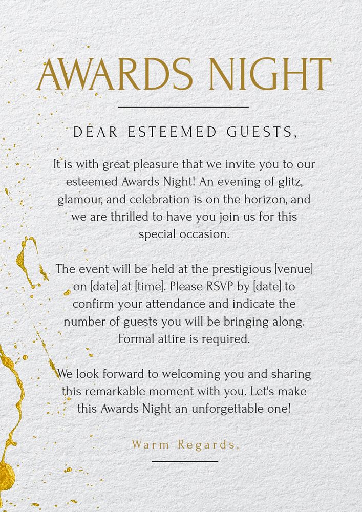 Awards night poster template, editable text and design