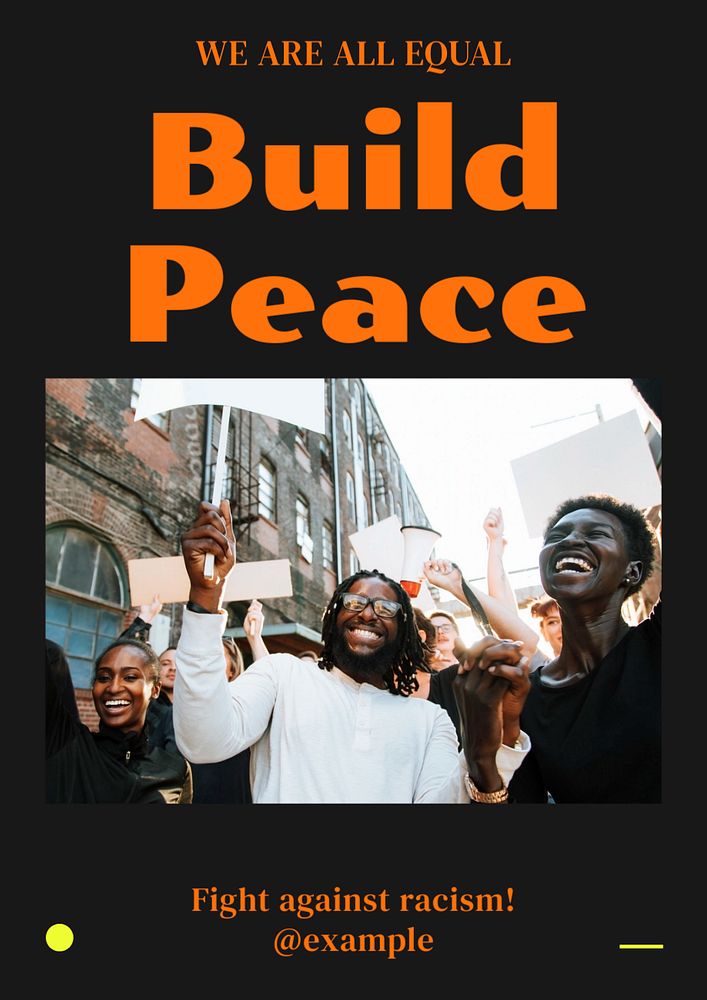 Peace & racism  poster template, editable text and design