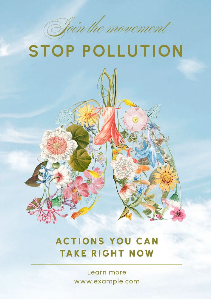 Stop pollution  poster template, editable text and design