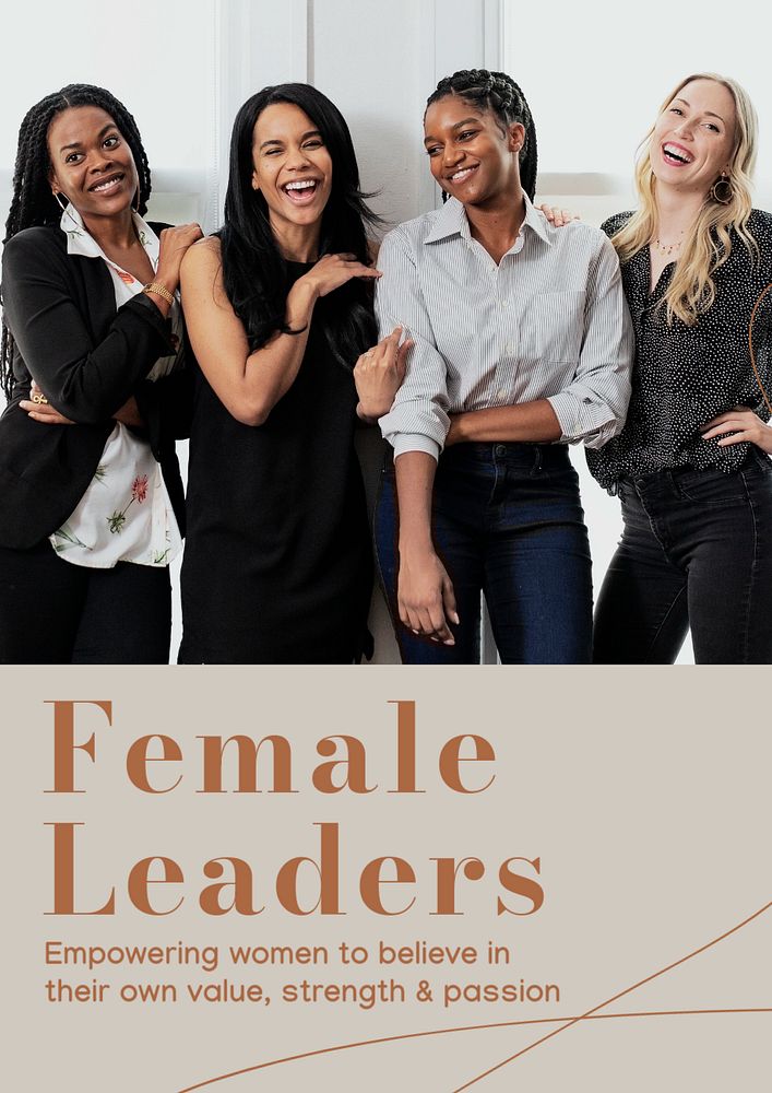 Female leaders  poster template, editable text and design