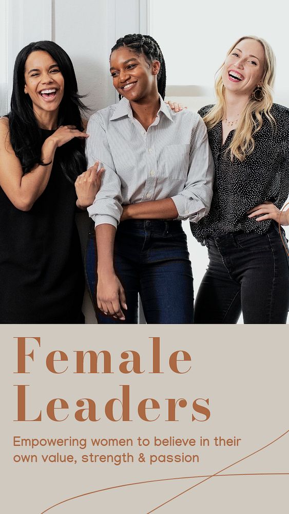 Female leaders  Instagram story template, editable text