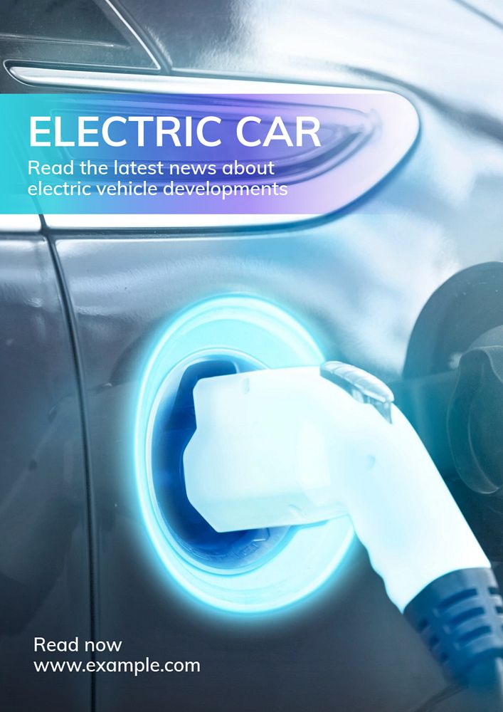 Electric car  poster template, editable text and design