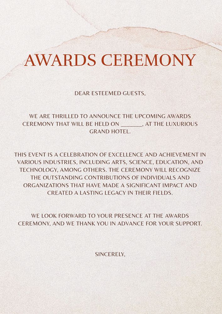 Awards ceremony poster template, editable text and design