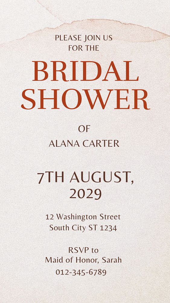 Bridal shower Instagram story template, editable text