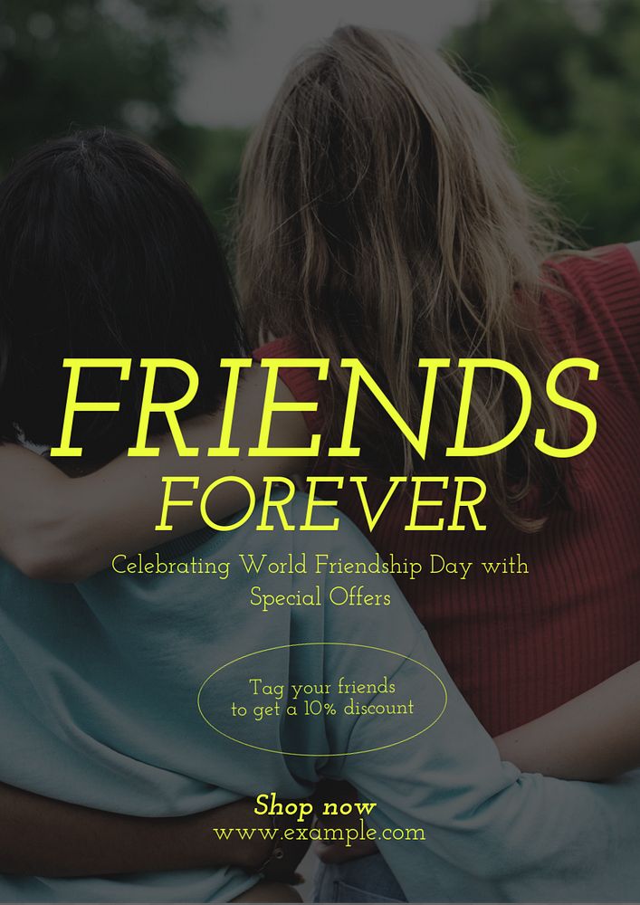 Friends forever  poster template, editable text and design