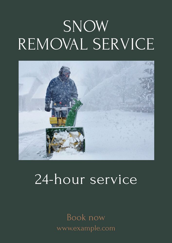 Snow removal service  poster template, editable text and design