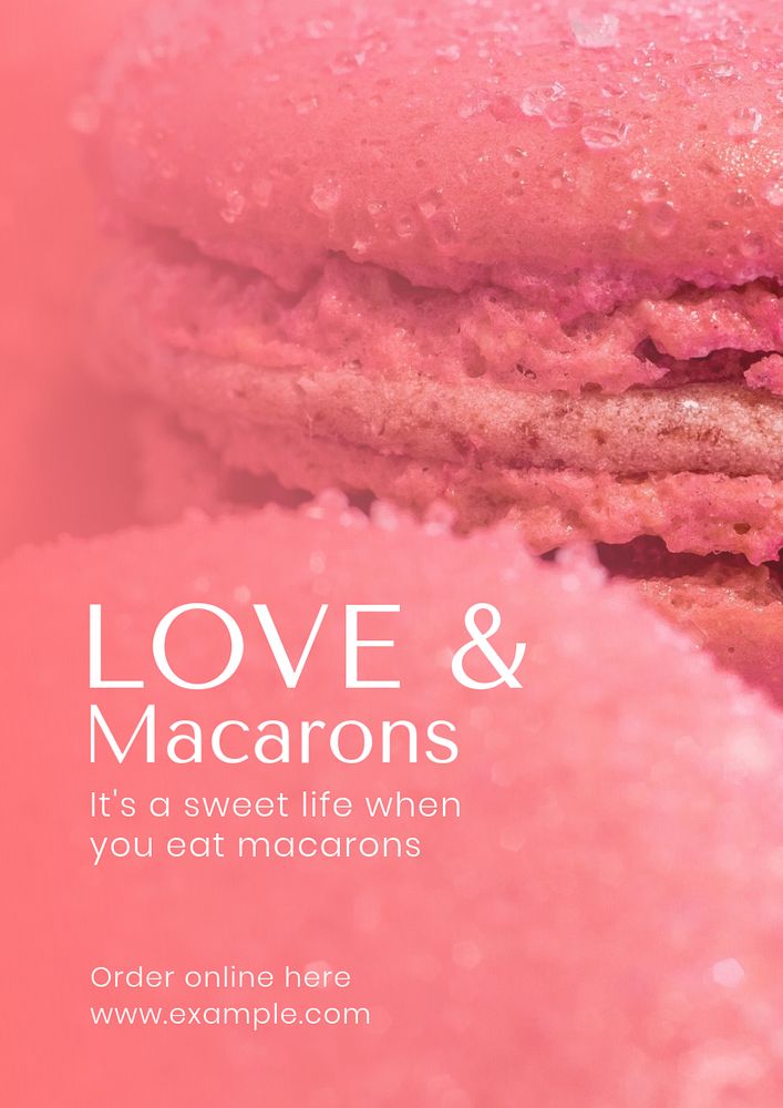 Macarons poster template, editable text and design