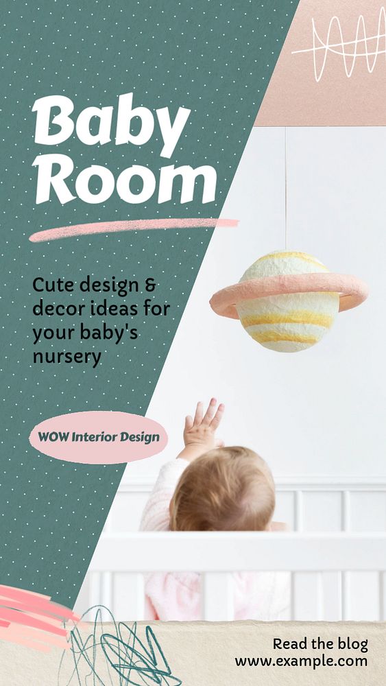 Baby room  Instagram story template, editable text