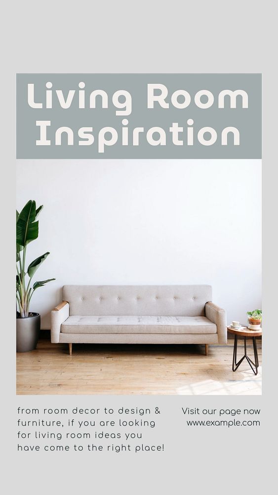 Living room inspiration  Instagram story template, editable text