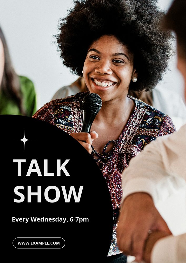 Talk show  poster template, editable text and design