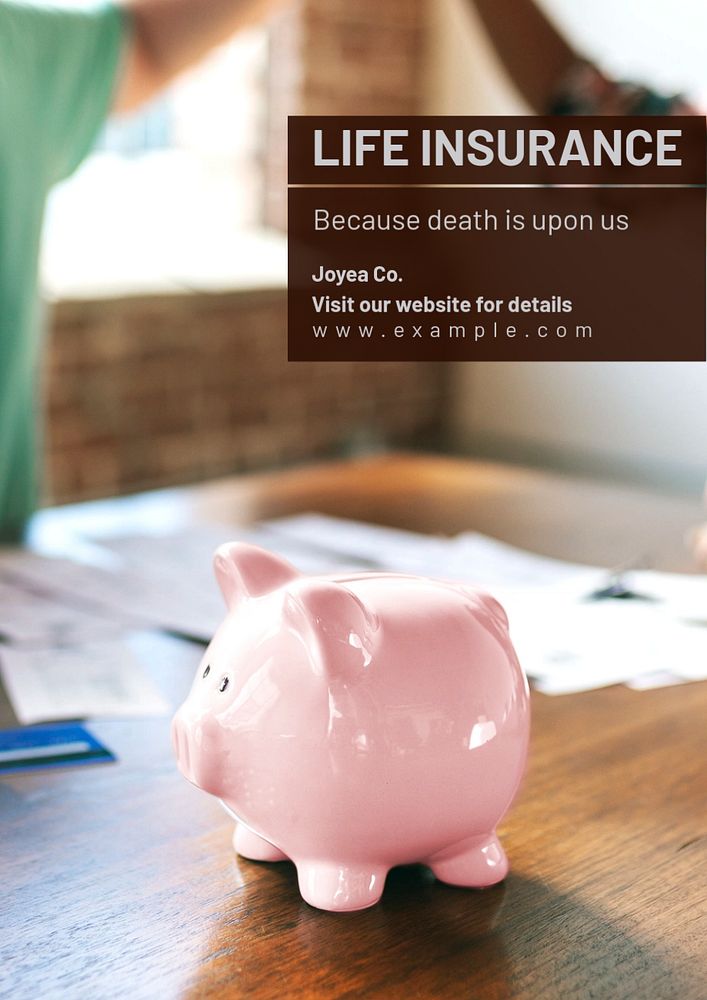 Life insurance  poster template, editable text and design