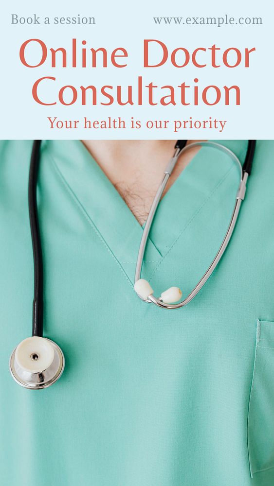 Online doctor  Instagram story template, editable text