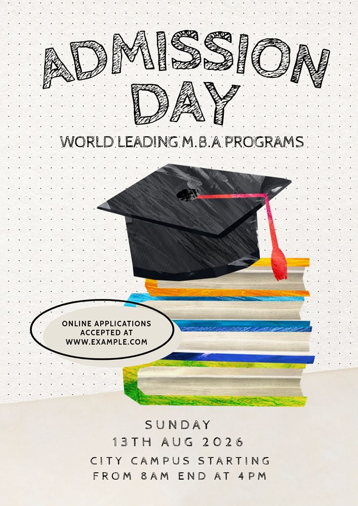 Admission day poster template, editable text and design