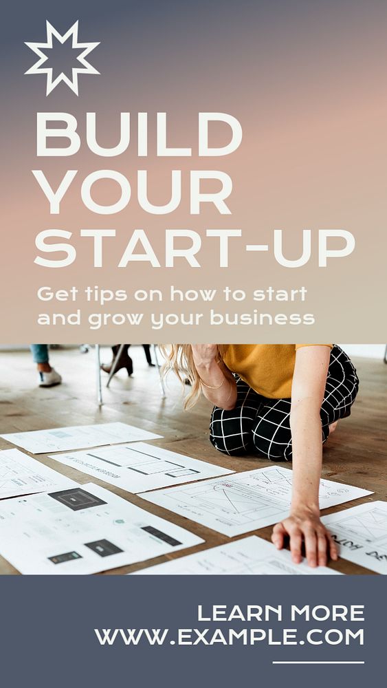 Start up  Instagram story template, editable text