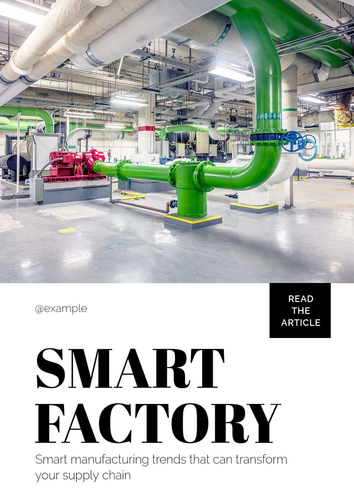 Smart factory  poster template, editable text and design