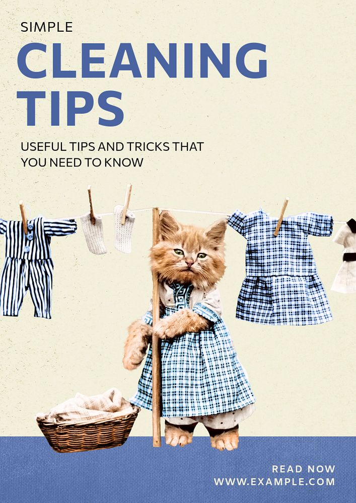 Cleaning tips  poster template, editable text and design