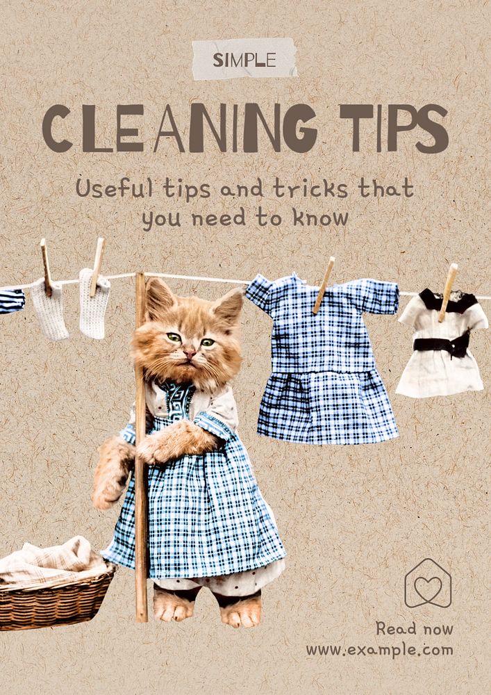 Cleaning tips  poster template, editable text and design