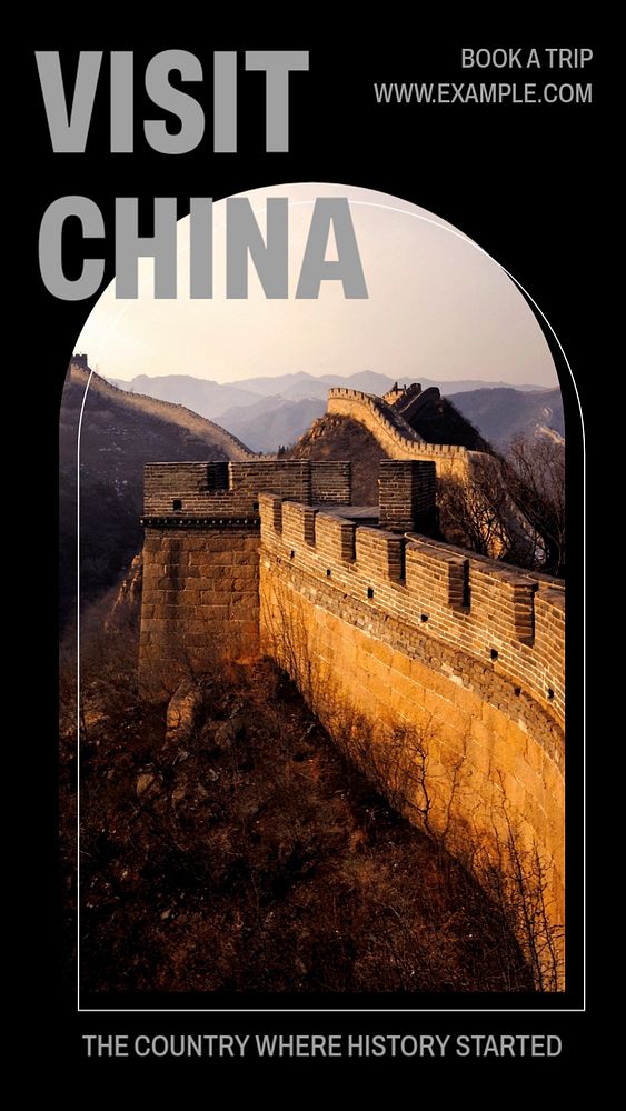 Visit China  Instagram story template, editable text