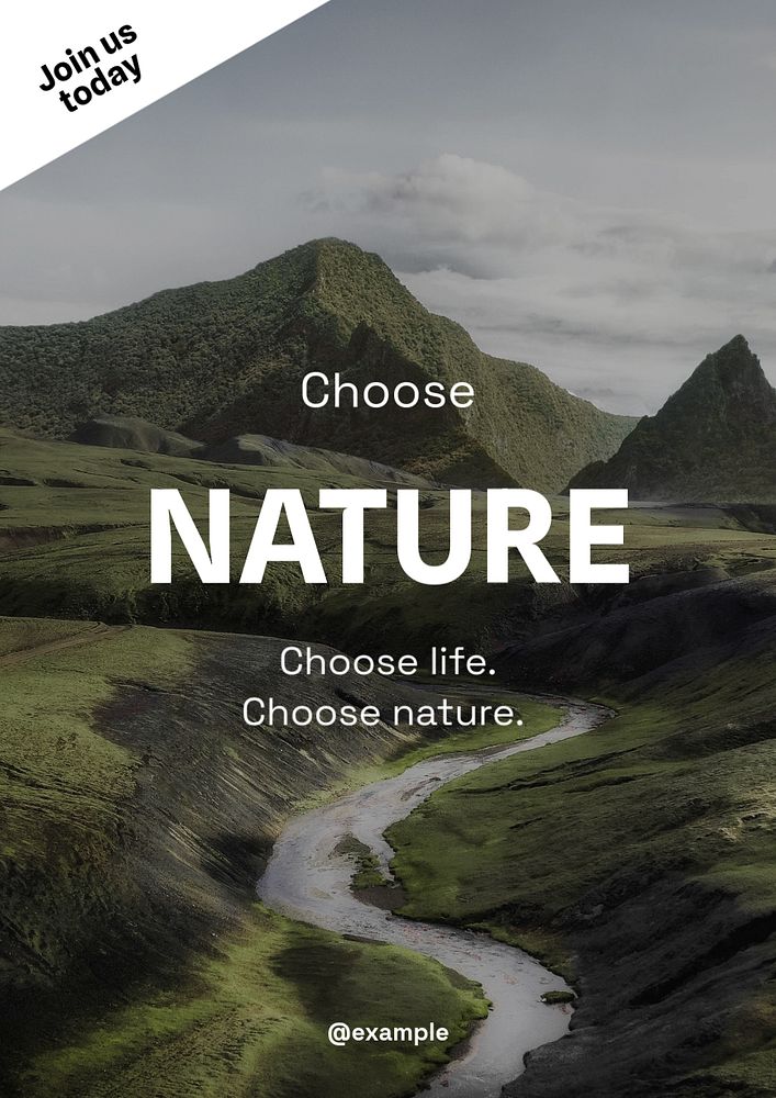 Choose nature poster template, editable text and design