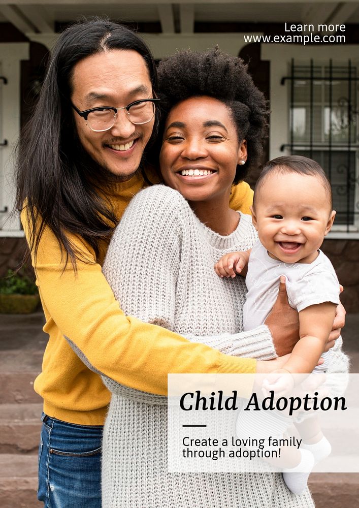 Child adoption  poster template, editable text and design