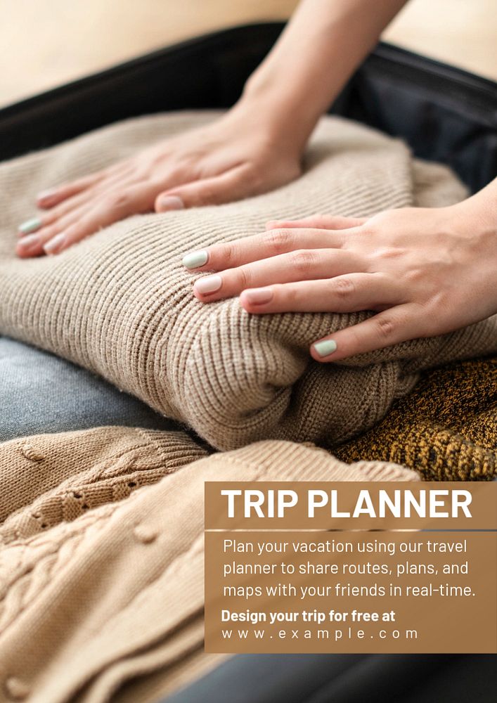 Trip planner  poster template, editable text and design