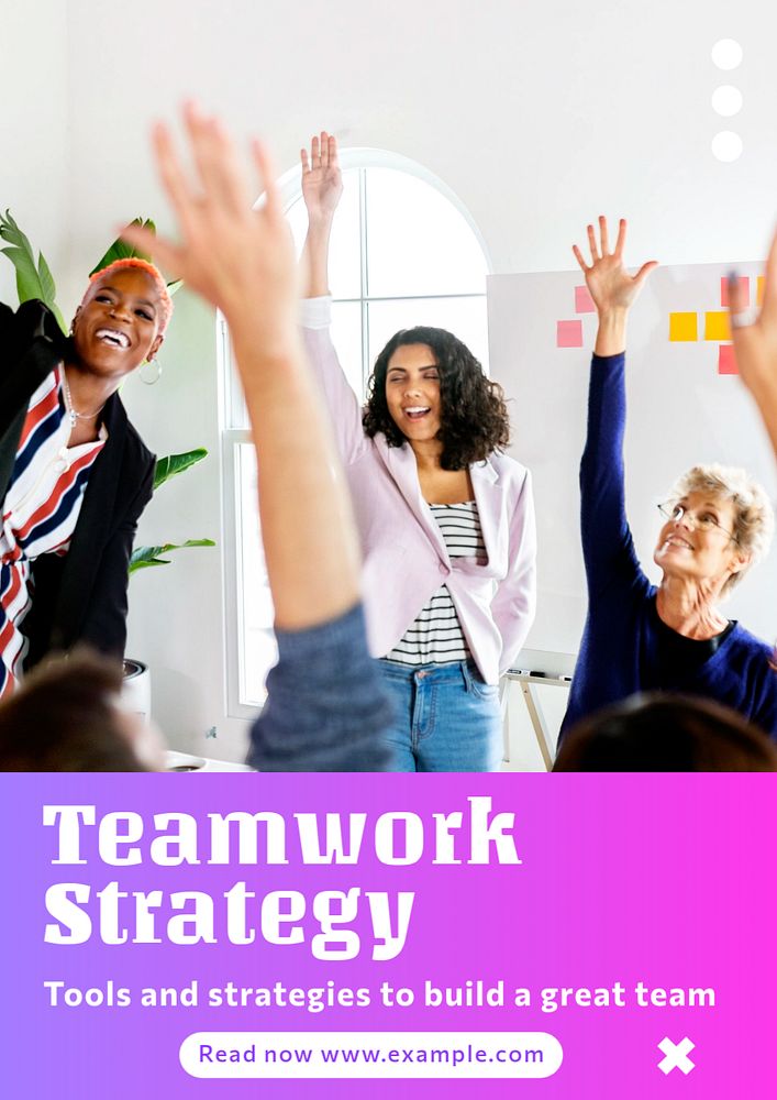 Teamwork strategy  poster template, editable text and design