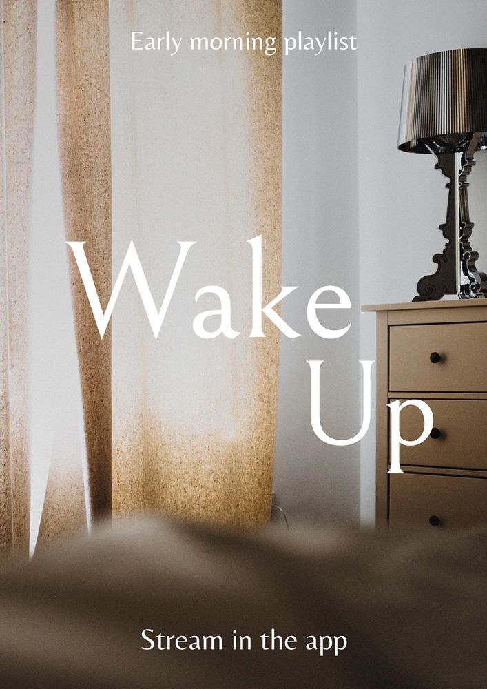 Wake up poster template, editable text and design