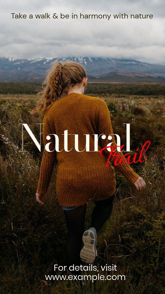 Natural trail Instagram story template, editable text