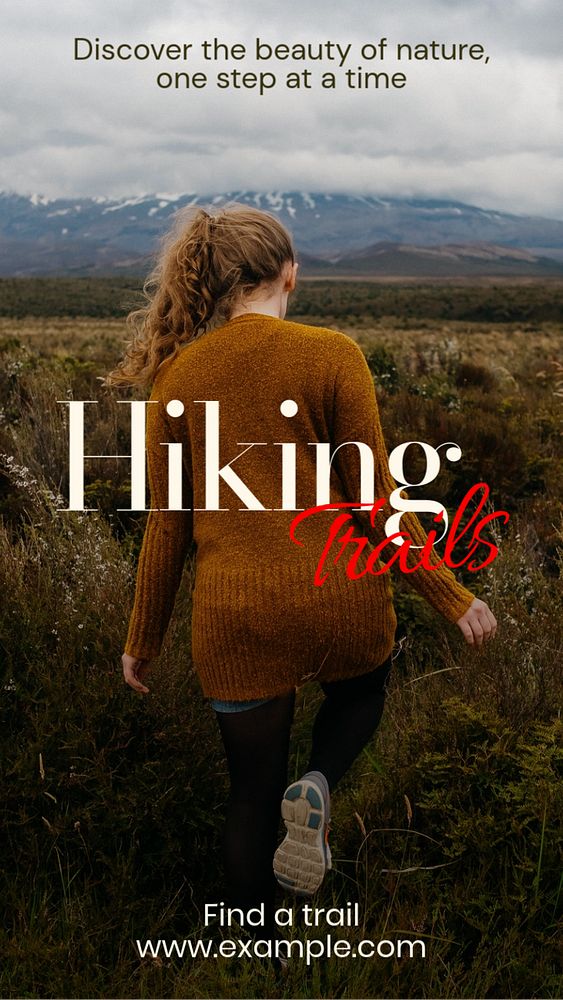 Hiking trails Instagram story template, editable text