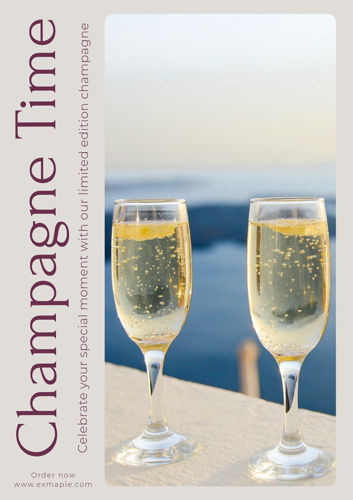 Champagne time  poster template, editable text and design