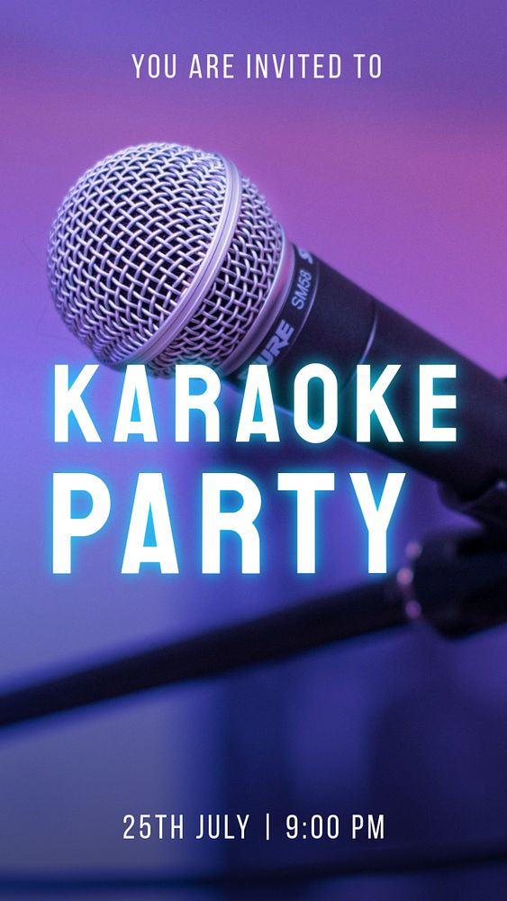 Karaoke party  Instagram story template, editable text