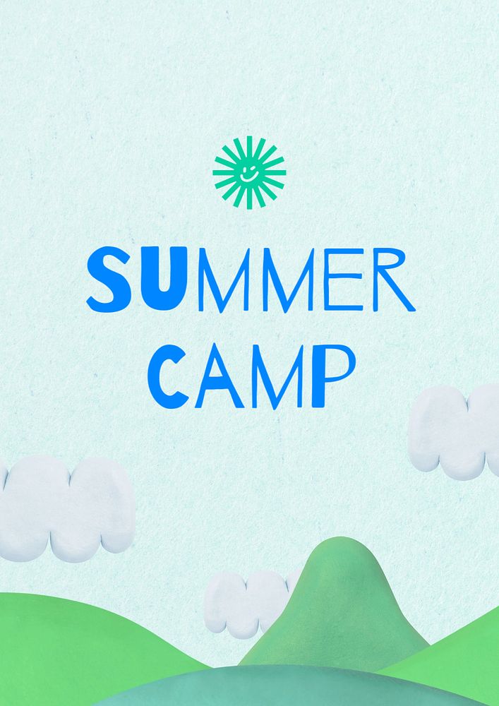 Summer camp poster template, editable text and design