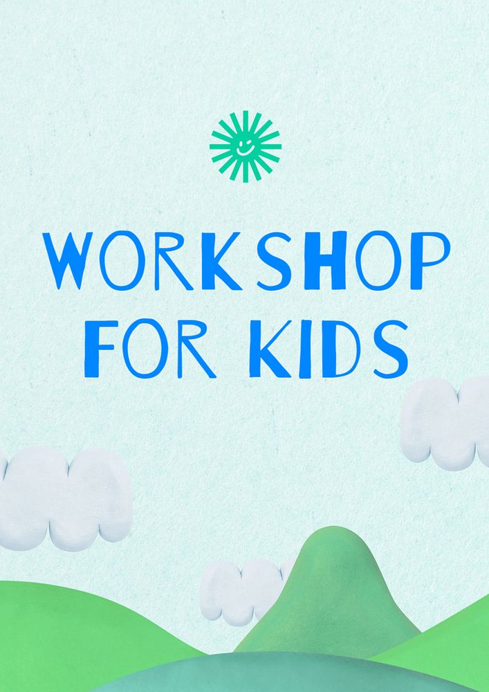 Workshop for kids poster template, editable text and design