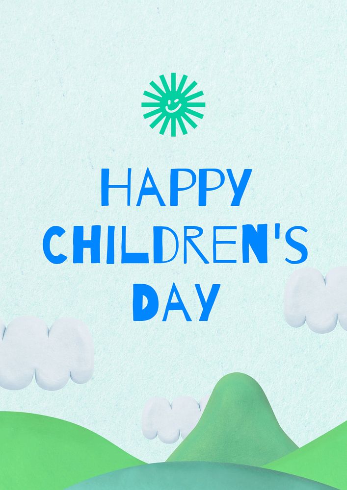 Happy children's day poster template, editable text and design