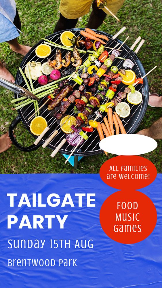 Tailgate party  Instagram story template, editable text