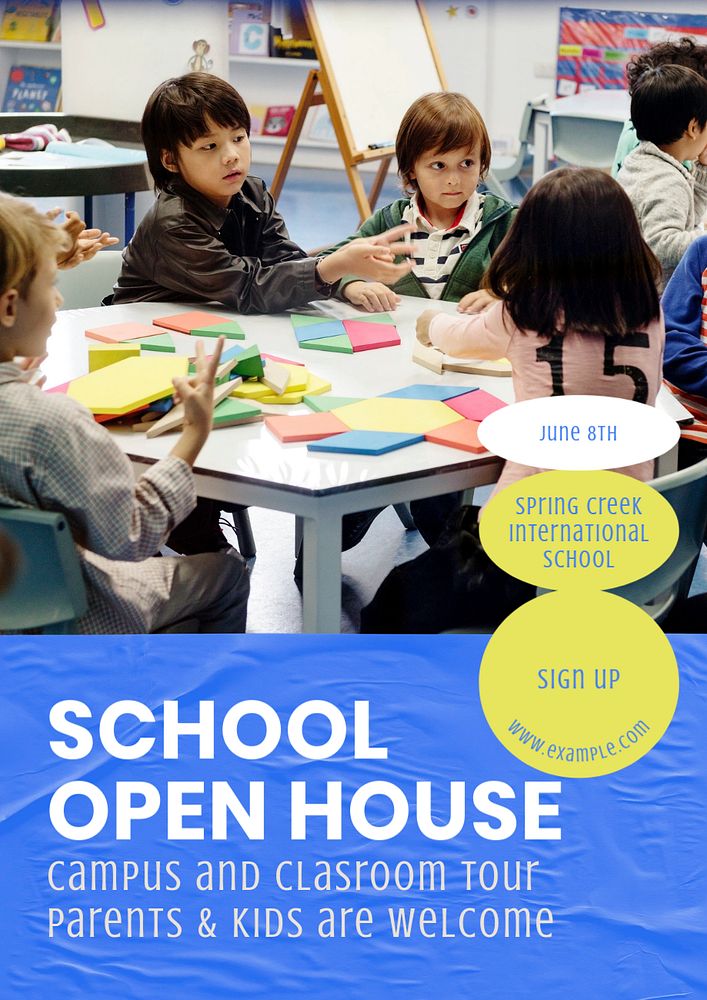 School open house  poster template, editable text and design