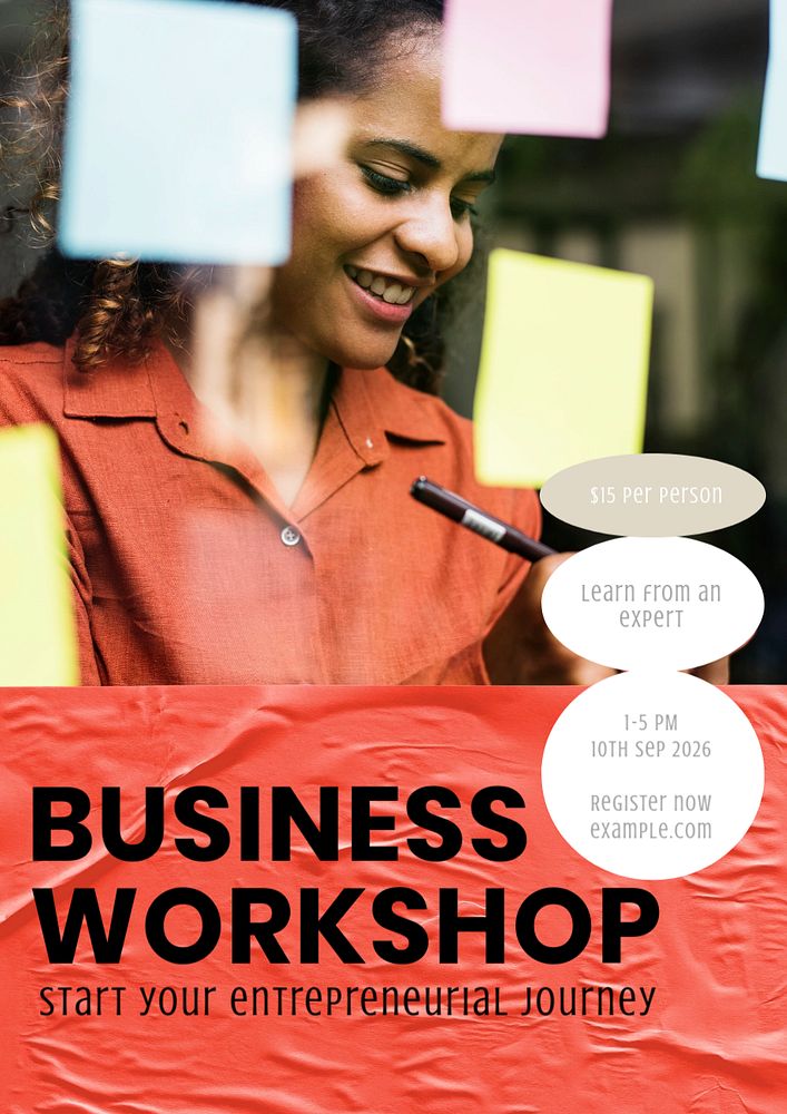 Business workshop  poster template, editable text and design