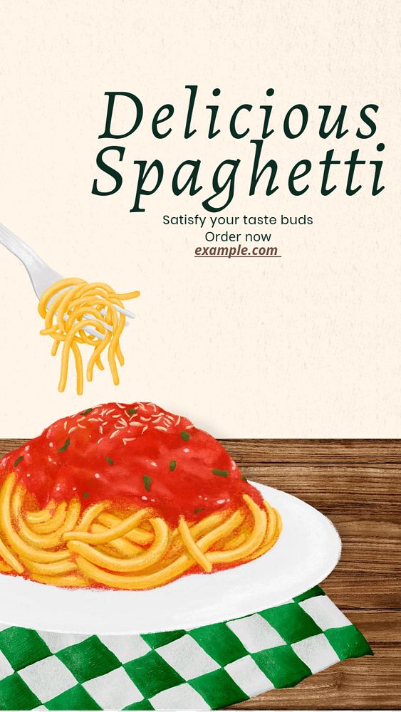 Delicious spaghetti Facebook story template, editable design