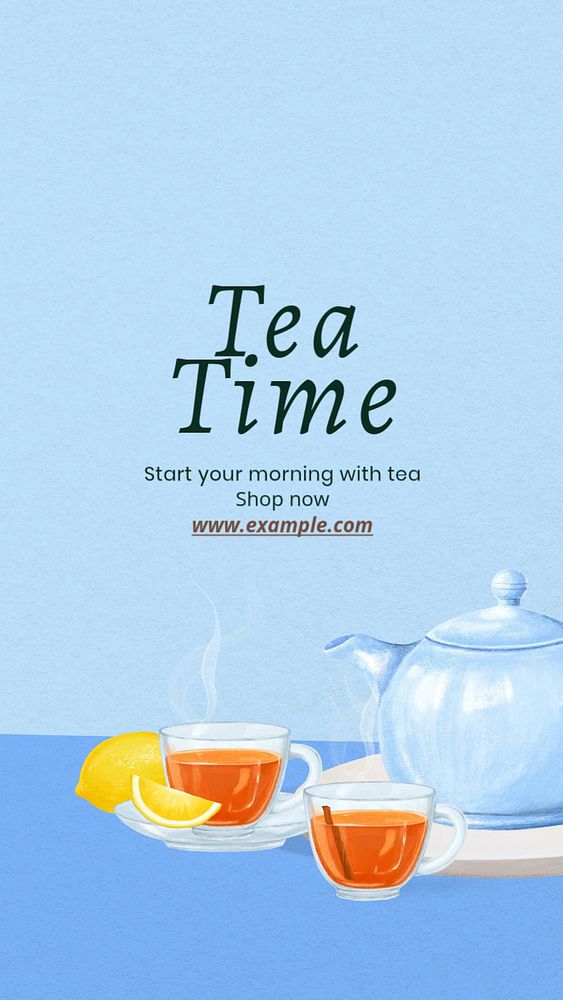 Tea time Facebook story template, editable design