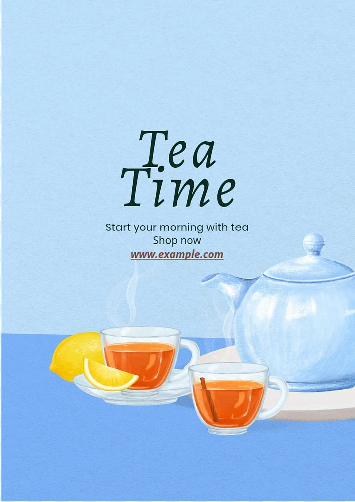 Tea time poster template, editable text & design