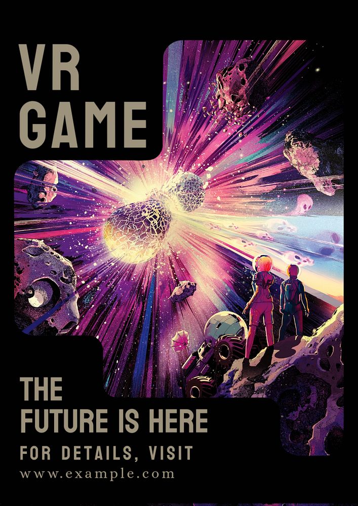 VR game poster template, editable text and design