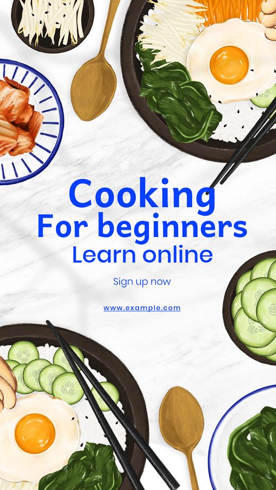 Cooking for beginners Facebook story template, editable design