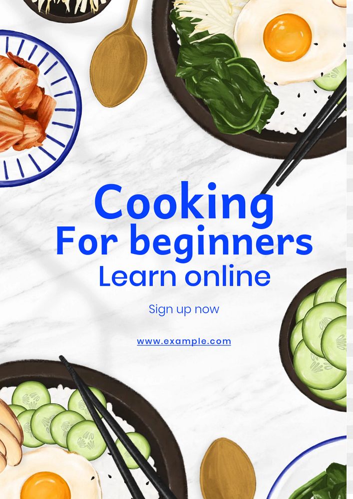 Cooking for beginners poster template, editable text & design