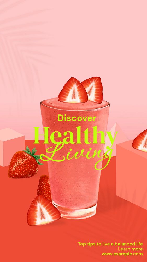 Healthy living Facebook story template, editable design