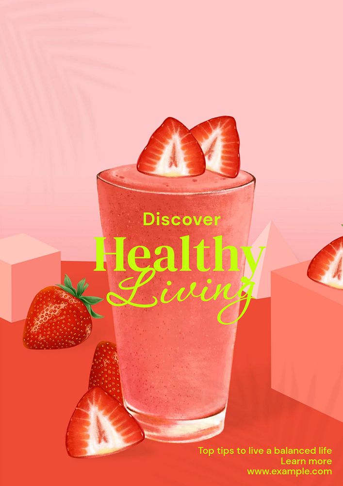 Healthy living poster template, editable text & design