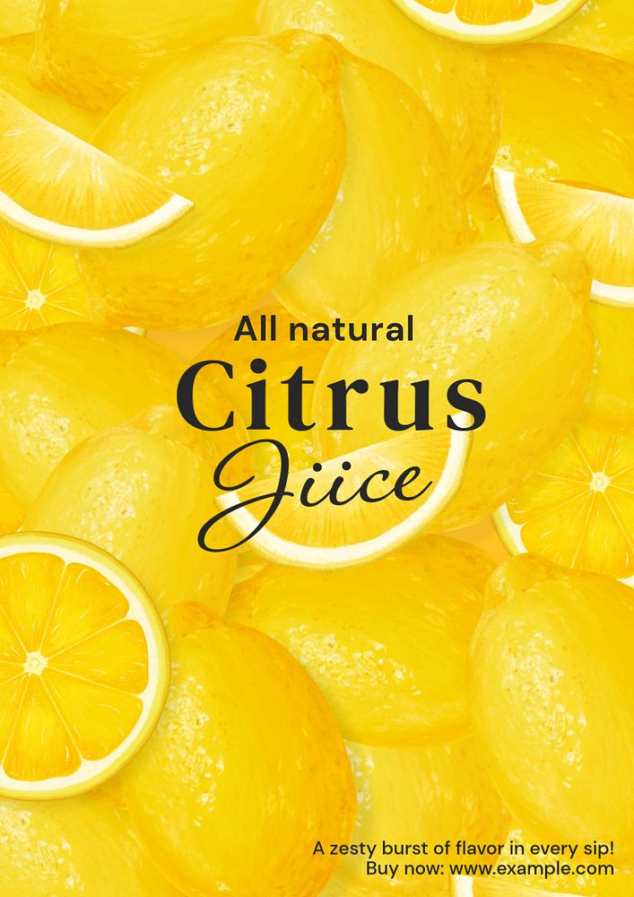 Citrus juice poster template, editable text & design