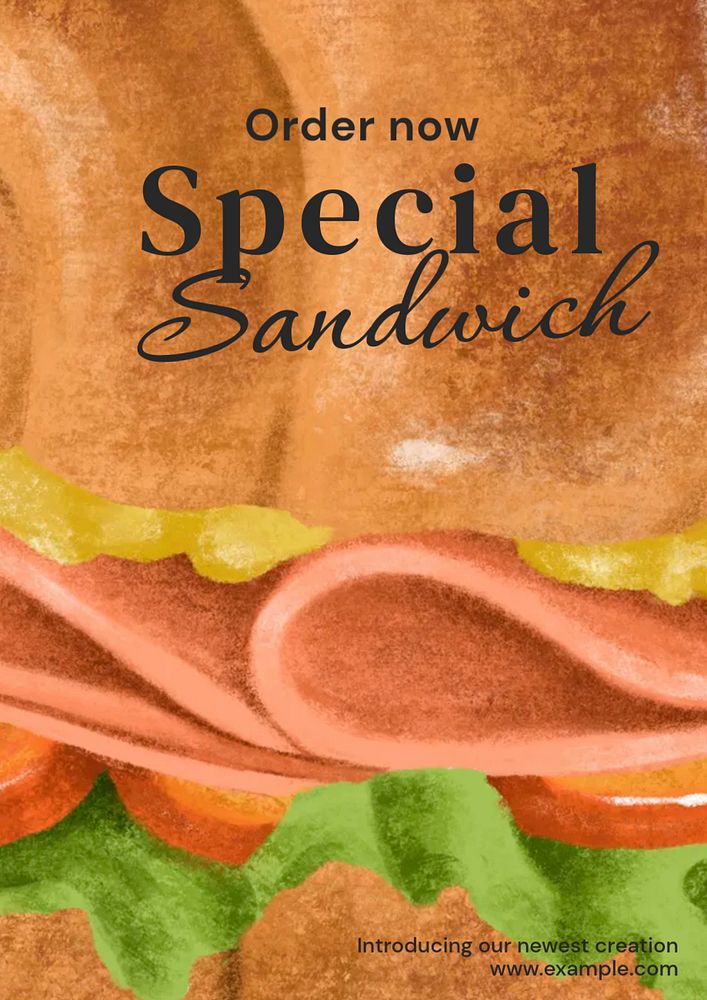 Special sandwich poster template, editable text & design