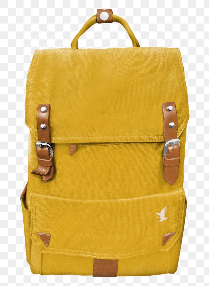 Mustard backpack png mockup element, editable design